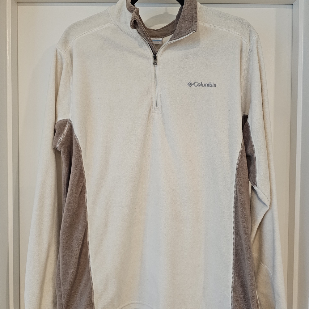 Columbia Cream and Brown Quarter-Zip Pullover
